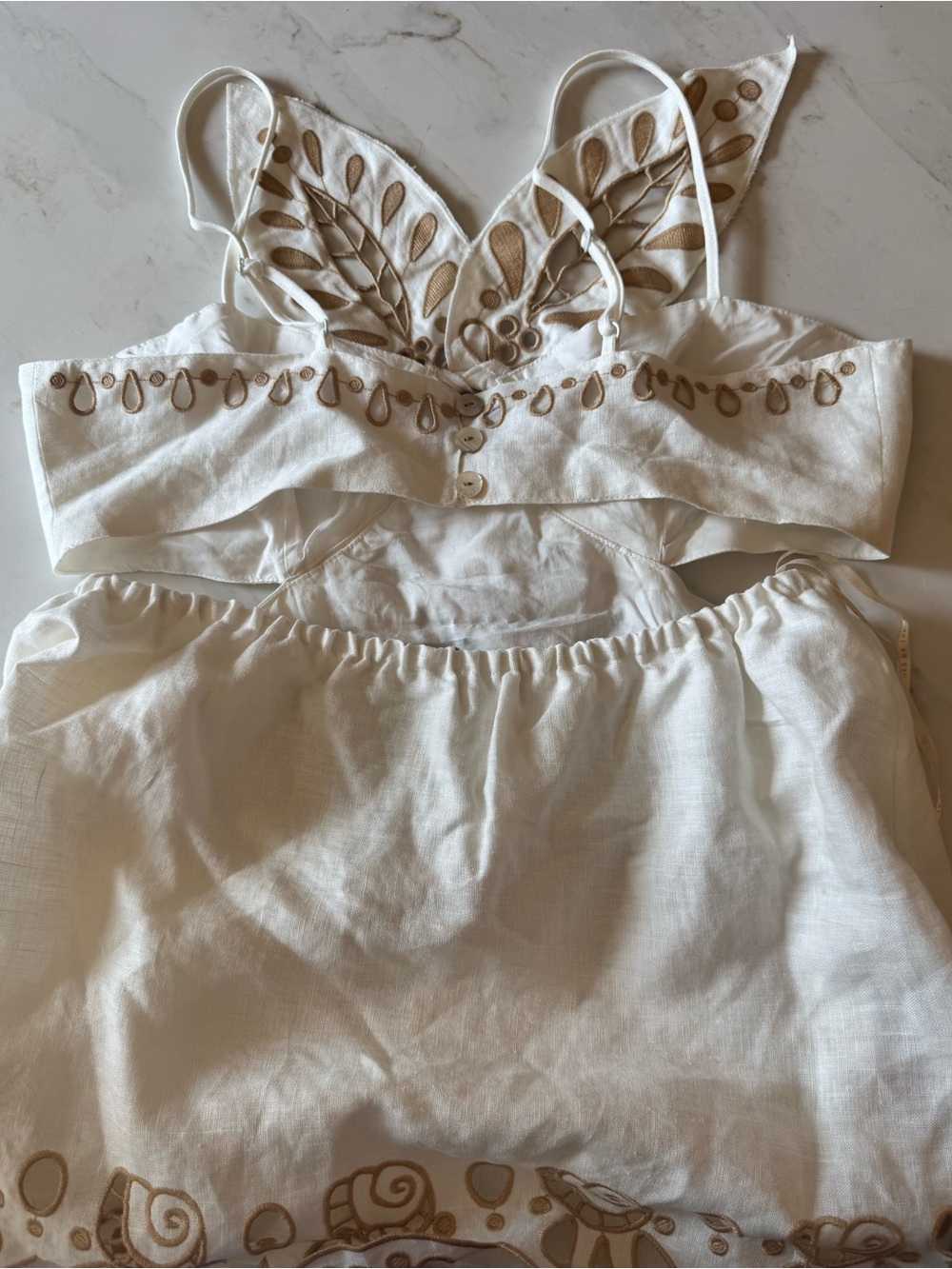 Farm Rio Off-White Flower Richelieu Midi Dress - Picture 12 of 16